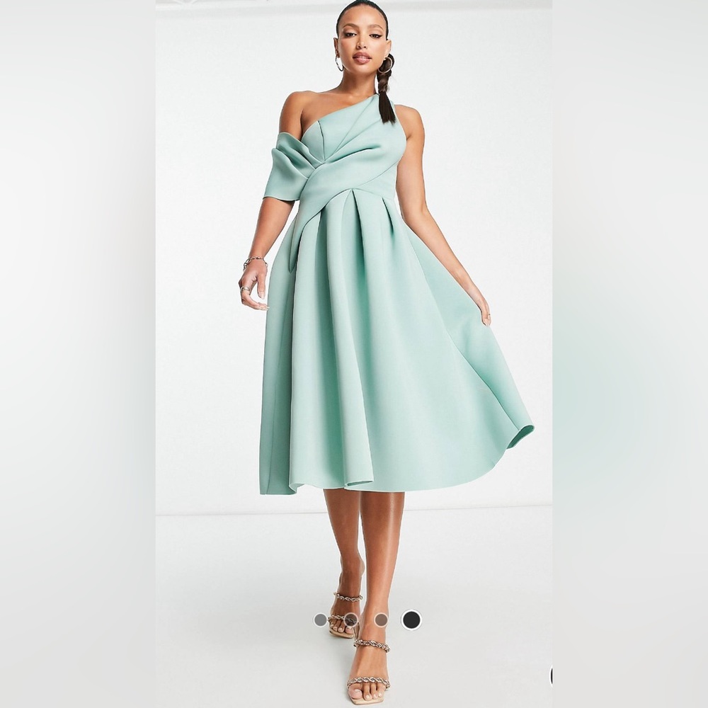 ASOS Mint Green One-Shoulder Prom Dress
